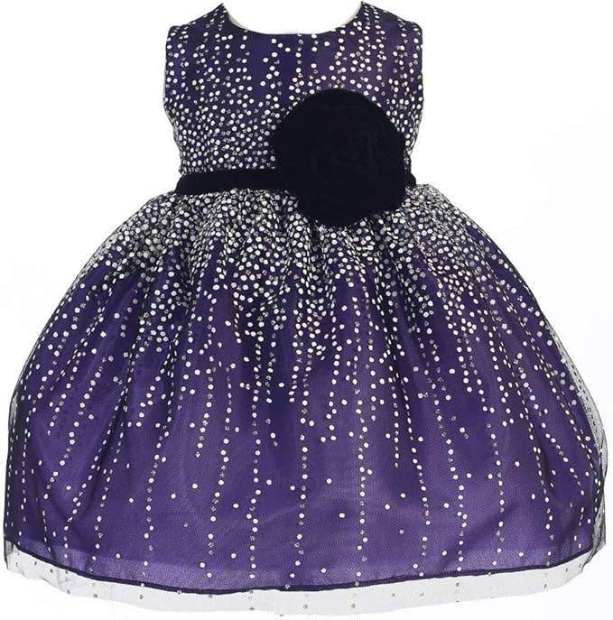 Baby Girls Sequin Icicle Glitter Mesh Holiday Party Dress: Red 389 / M (12months)