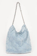 Stonewashed Quilted Denim Chain Bag