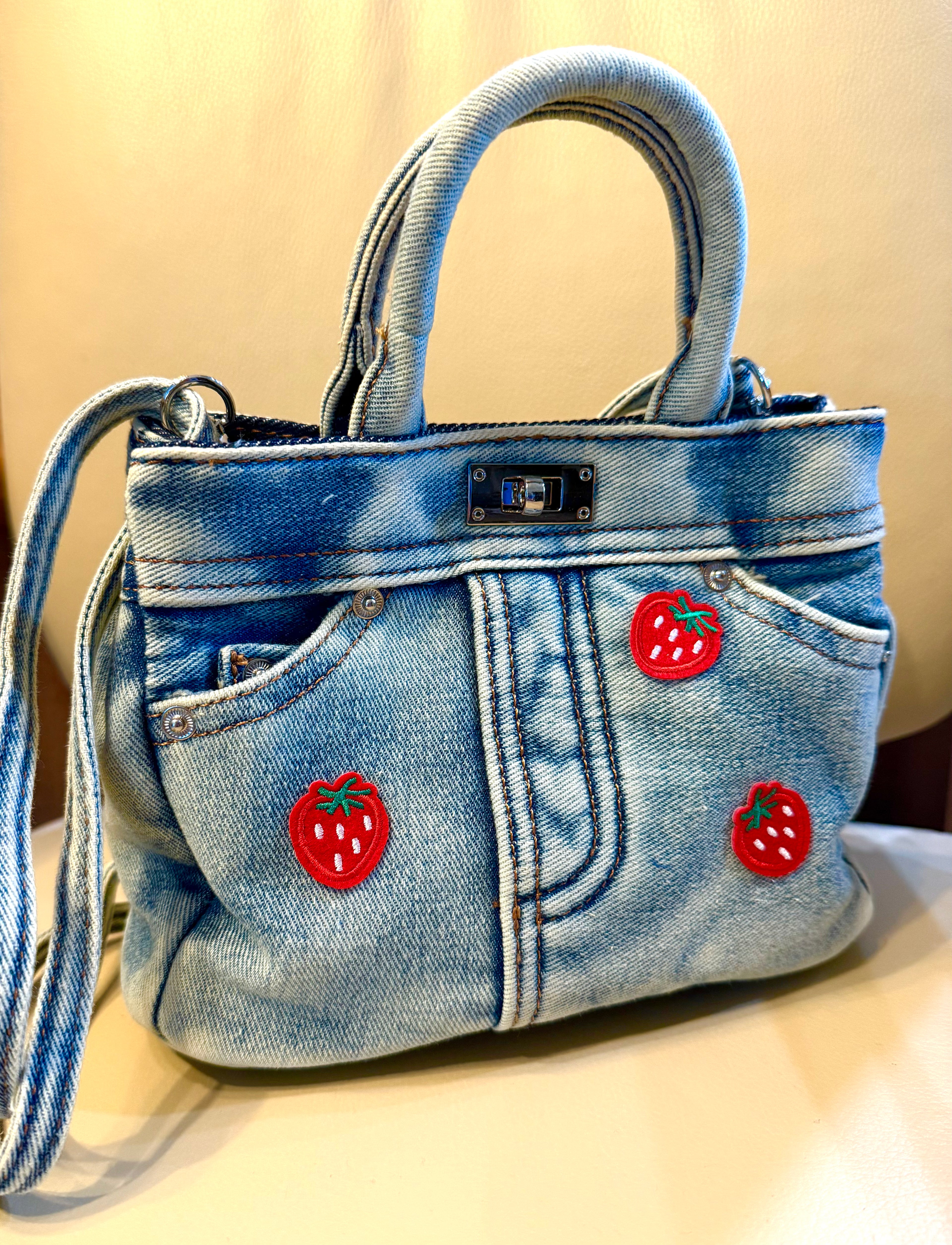 Strawberry Denim Bag