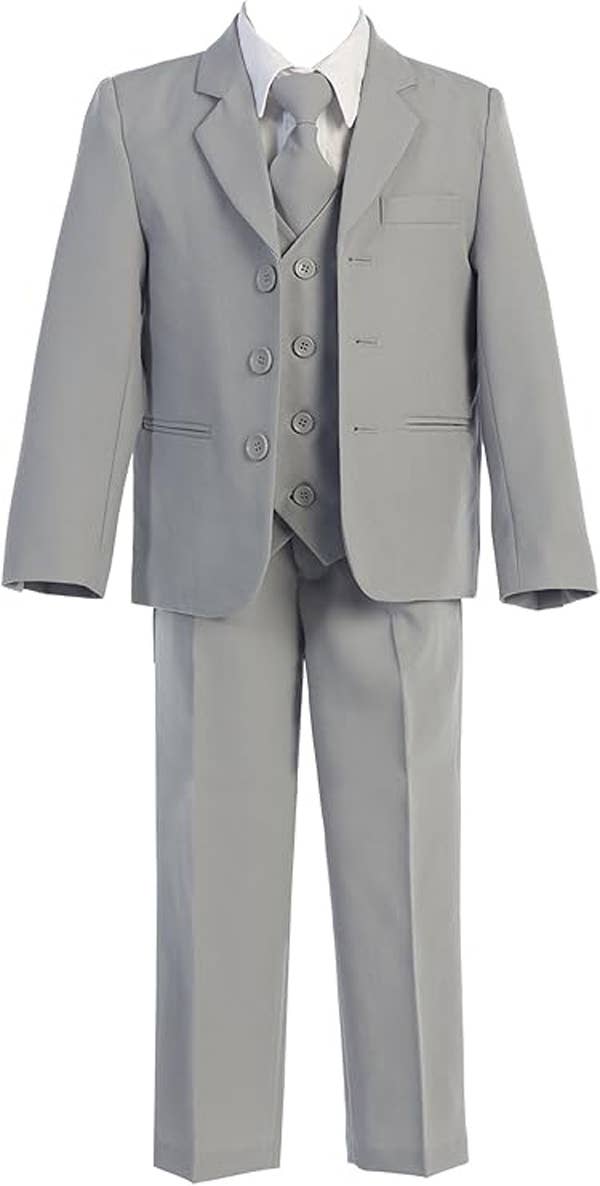 5 Piece Boys Formal Dress Suit with Shirt and Vest : Black / 1T